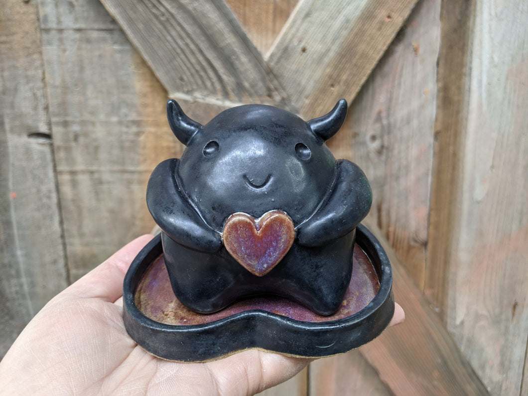 Kiln Friend Salt Pig with Heart Dish
