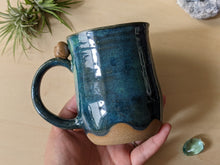 Load image into Gallery viewer, Seaweed and Teal Celadon Owl Mug
