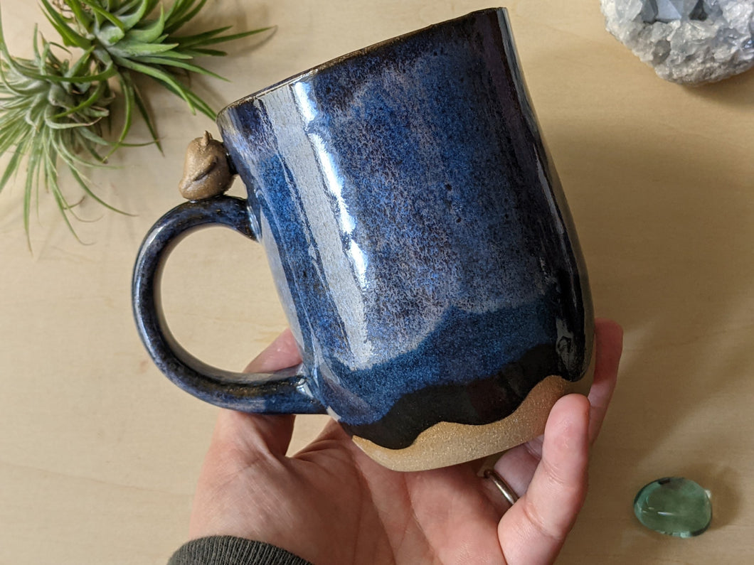 Midnight Blue and Black Layered Kiln Fiend Mug