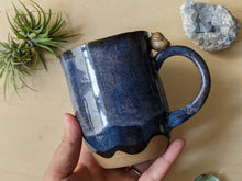 Load image into Gallery viewer, Midnight Blue and Black Layered Kiln Fiend Mug
