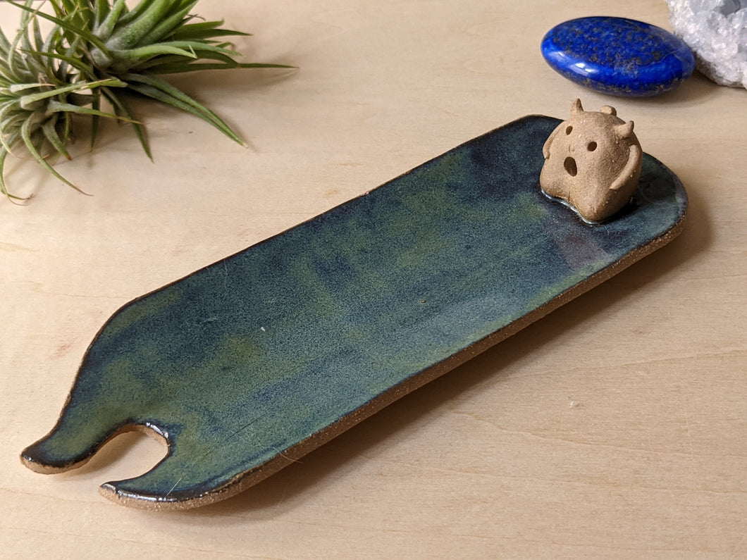 Kiln Friend Stick Incense Holder - Seaweed Green and Blue